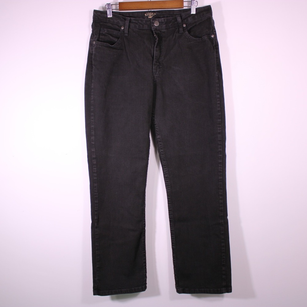 Riders by Lee Jeans Womens 14M Black Straight Leg Mid Rise Casual 33x30.25